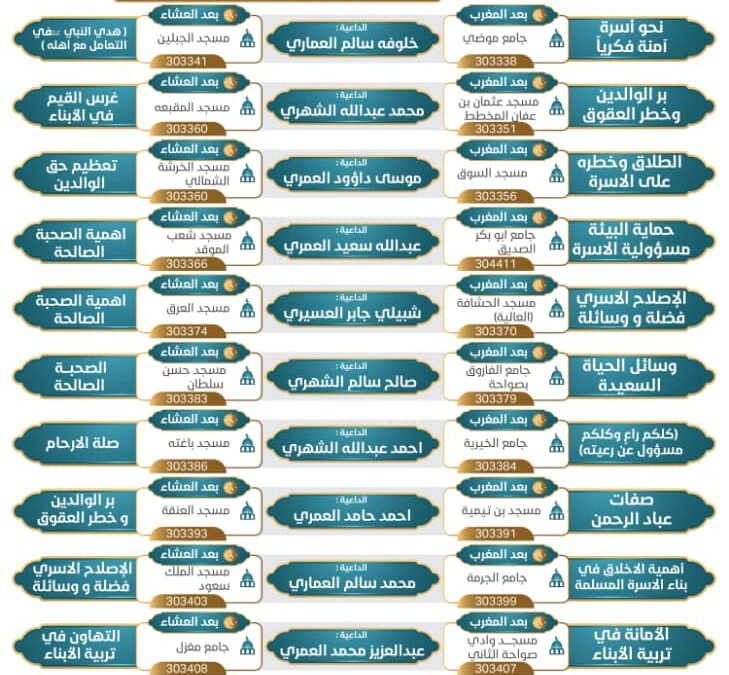 الجمعية تقدم برنامج الكلمات الدعوي بعنوان: أسرتي سعادتي